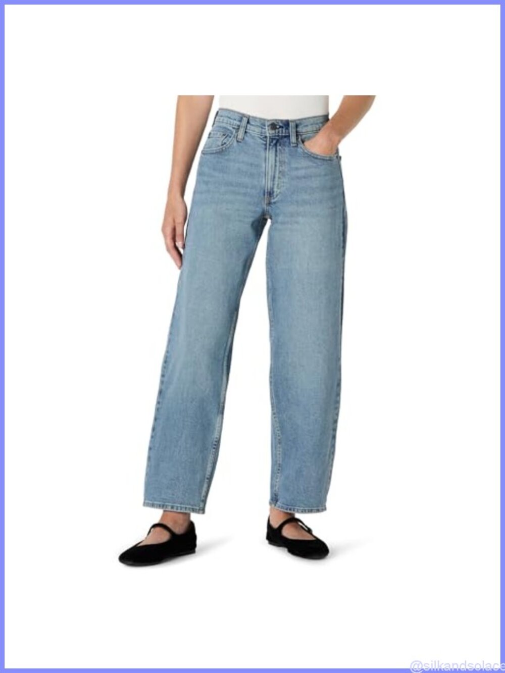 Women's High Rise Barrel Leg Jeans Midweight Denim Tapered Leg